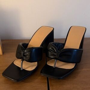 Elegant Black Bow Women's Heels